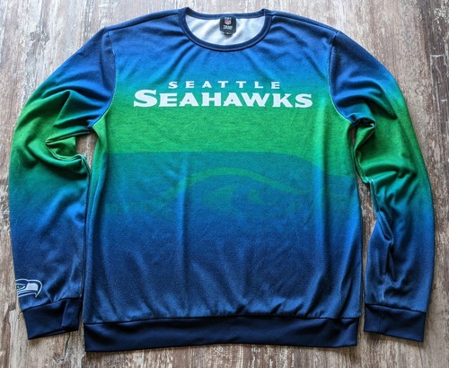 Seattle Seahawks L Pullover NFL Team Apparel blau grün Farbverlauf Grafik Logo - Bild 3 von 12