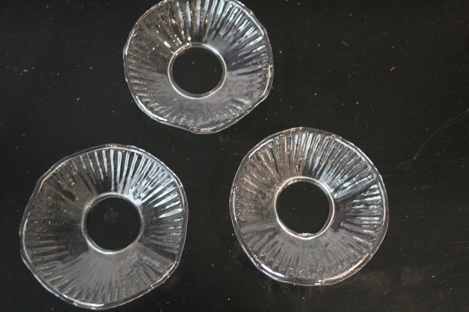 3 ANILLOS DE CERA DE VELA BOBECHE DE VIDRIO TRANSPARENTE CON BORDE PRENSADO Foto 4 de 4