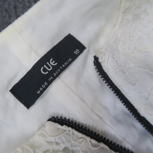 Cue Womens A-Line Dress 10(AU) Small White Floral Lace Zip Front Sleeveless - Picture 7 of 9