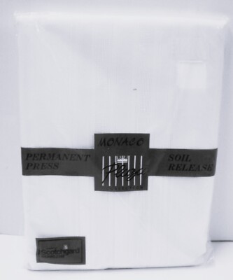 Monaco Plaza by Zelco Perm Press Tablecloth ~ White ~ 60 x 84 Oval **NEW**