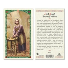 Saint Joseph Patron of Workers laminated Prayer card