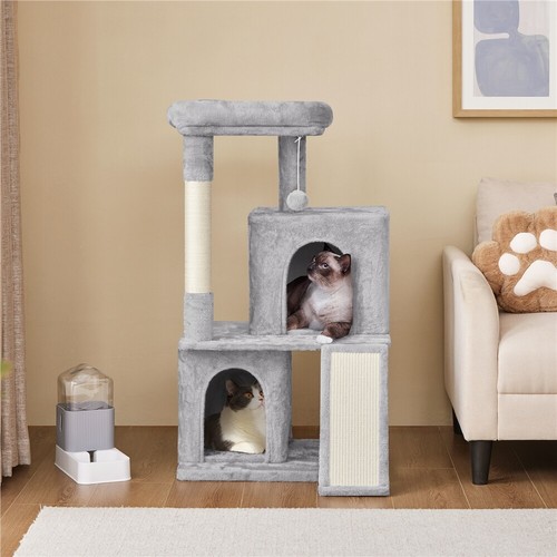 Árbol rascador para Gatos 106 cm con 2 Casitas y Pelota de Juego Natural Sisal - Imagen 19 de 29