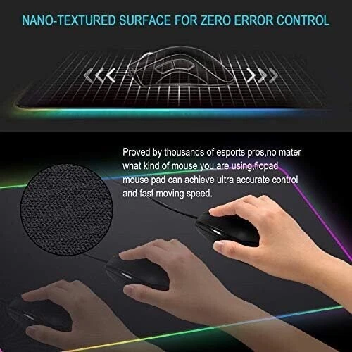 LED Lighting Gaming Mouse Keyboard Pad Mat For PC Laptop - Image 4 of 4