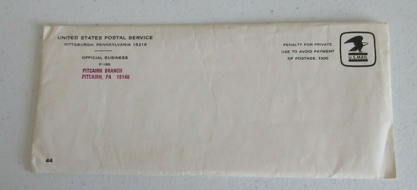 1970s US Post Office PITCAIRN PA Official Branch Envelope 44 P189 eBay