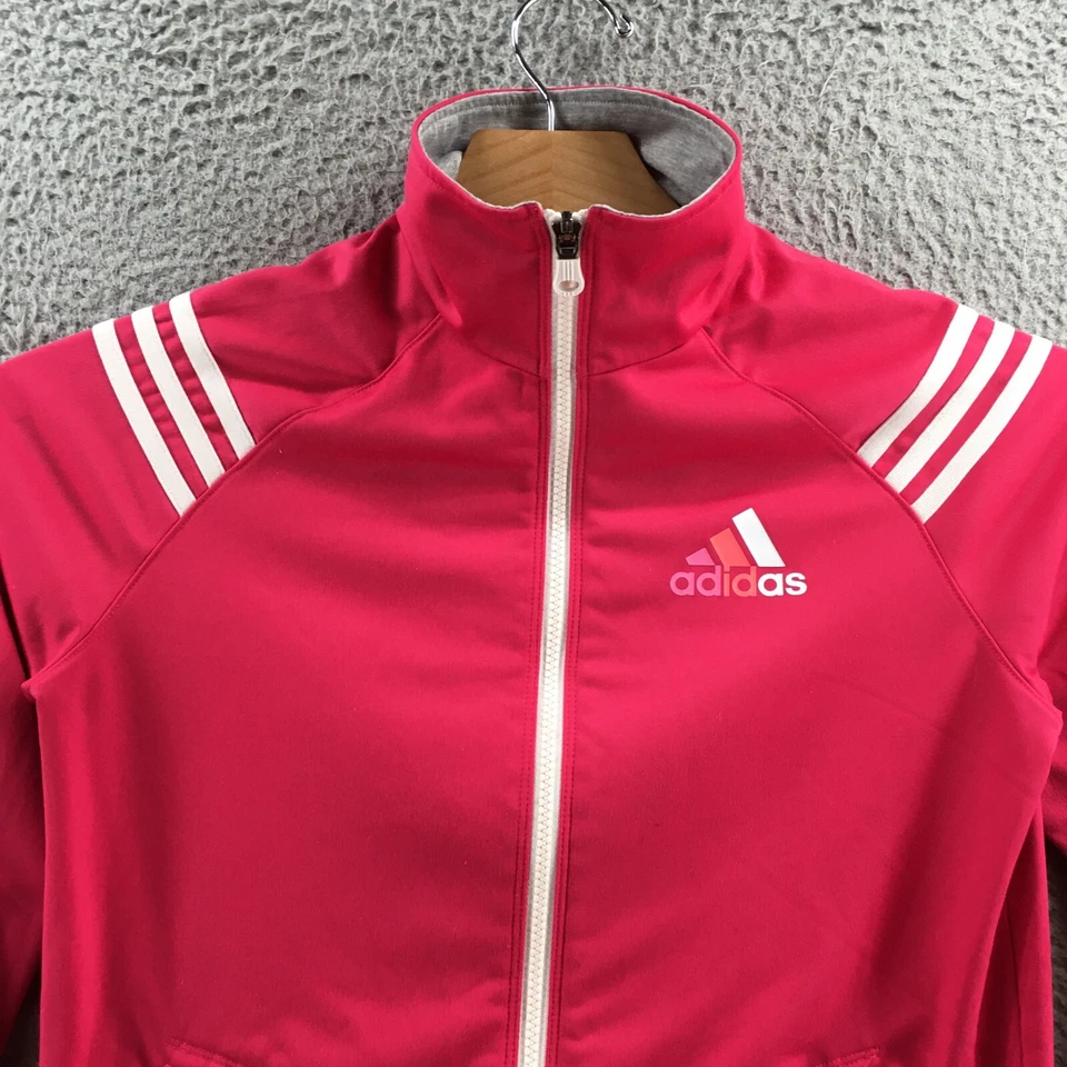 Adidas Track куртка женщин S розовый насмешливый шеи молнии передние карманы реглан рукав - Изображение 2 из 4