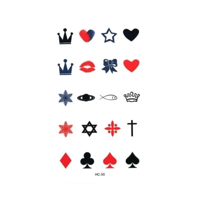 MARKENLOS Flash Disposable Temporary Adhesive Tattoo Cards Symbols Black Red Party Gift