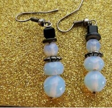 Snowman Bead Earrings Pierced Ears Jewelry Christmas Holiday Dangle