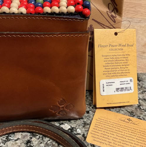 PATRICIA NASH PENLEY C/B Beaded Leather Frame P979505 Bright Coral MSRP $199 NWT - Picture 5 of 8