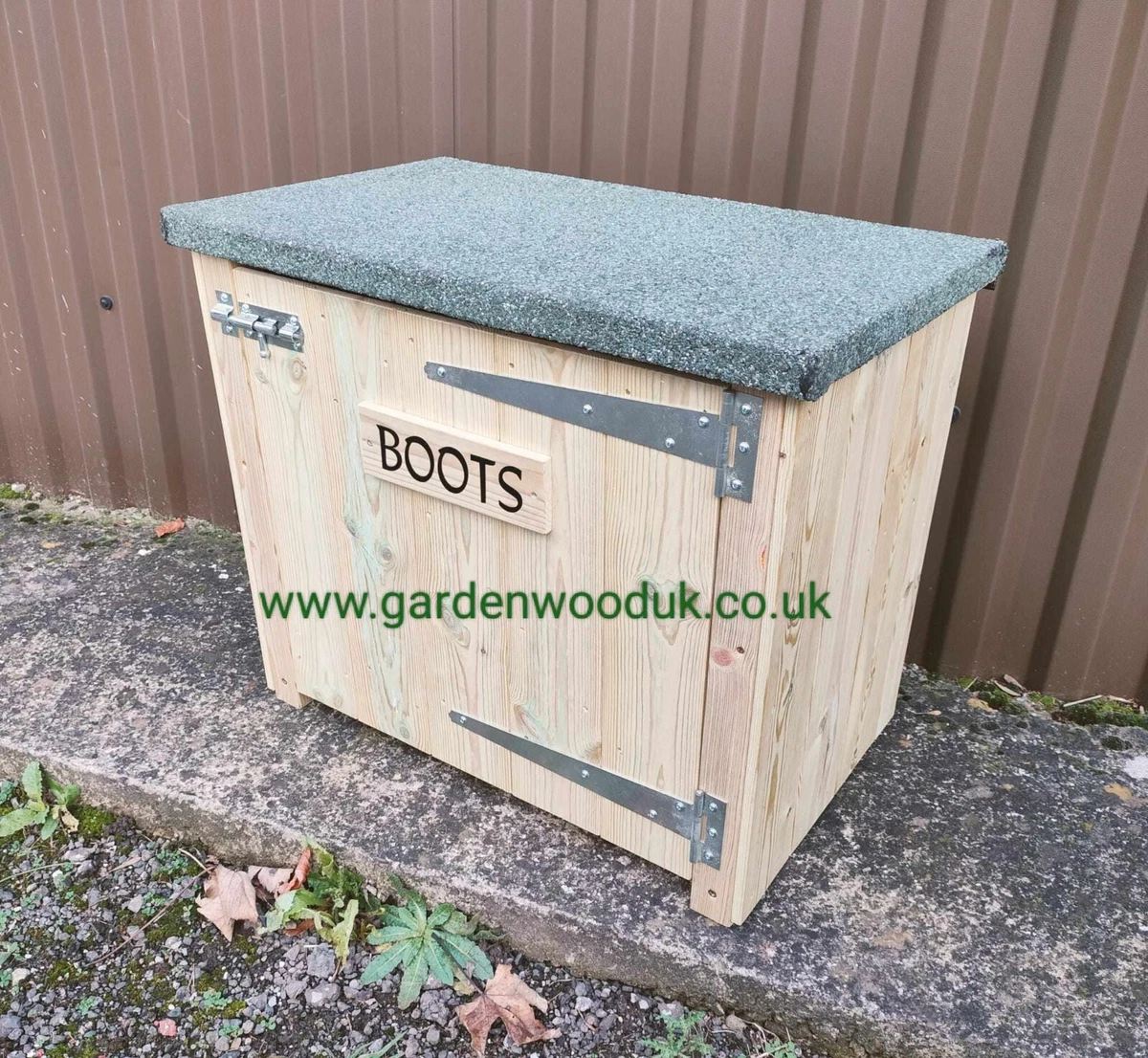 Doorstep Wood Garden Storage box. Boot and Welly Store Box