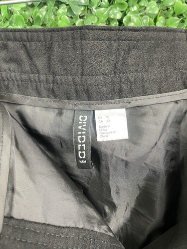 H&M Divided Skirt Women Size 10 Black Button Down Silver Buttons Preppy Mod - Picture 10 of 11