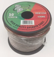Pyramid Power RSW1250 Speaker Wire Copper Cable Spool, 12 AWG, 50 ft