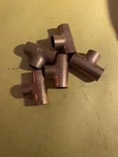 5 Pc 1/2” X 1/2”  X 1/2” Copper Tee Fitting SOLDER  PLUMBING SWEAT