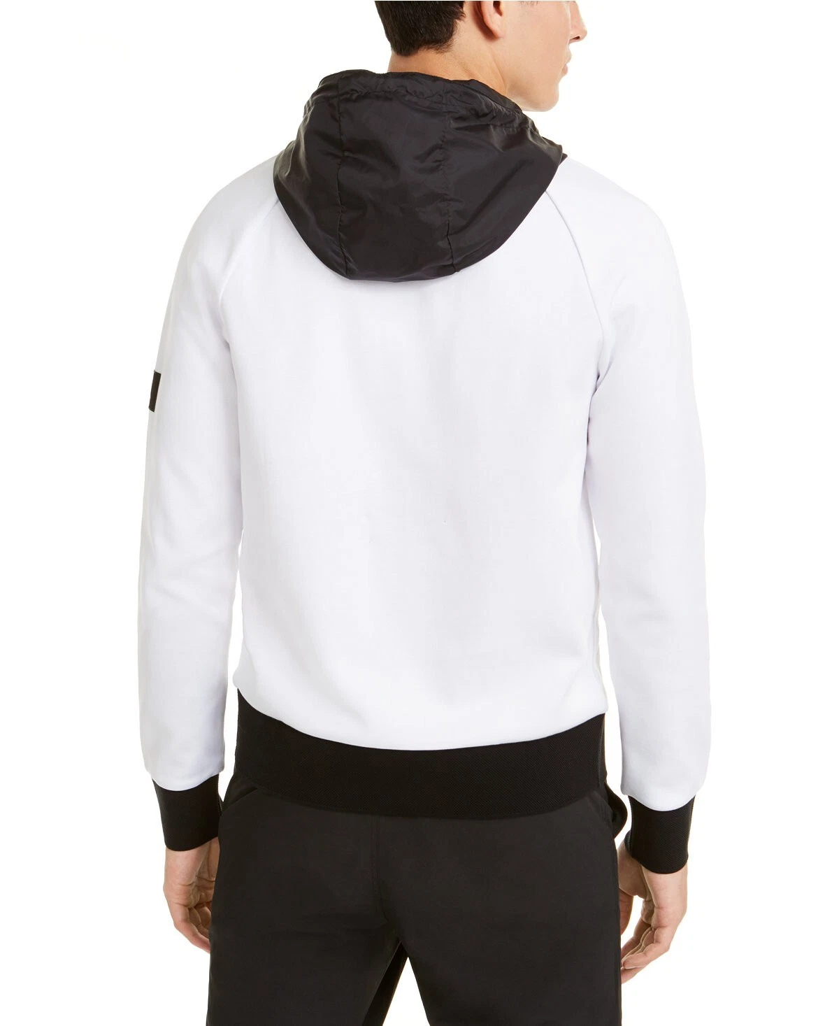 NUOVA FELPA MICHAEL KORS TECH BIANCA CON CAPPUCCIO NYLON NERO TAGLIA L