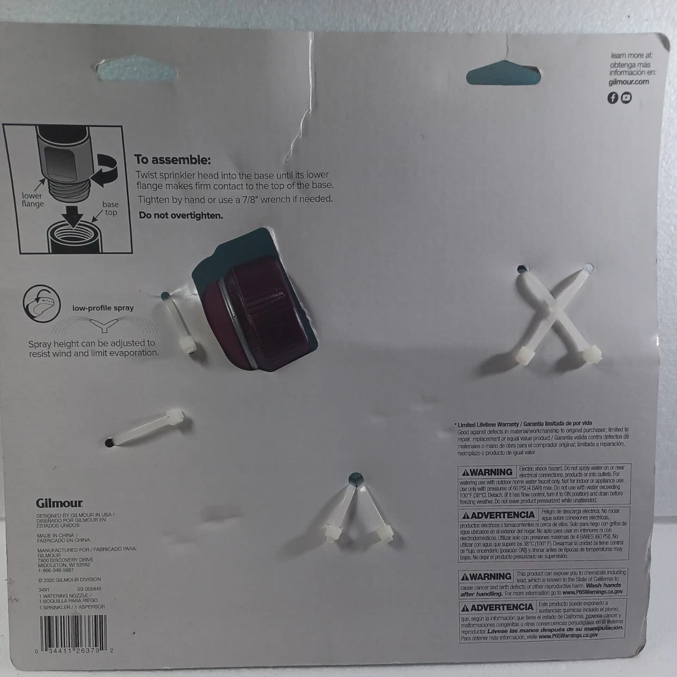 Gilmour Adjustable Whirling Spike Sprinkler with Multi Pattern Watering Nozzle - Image 3 of 3