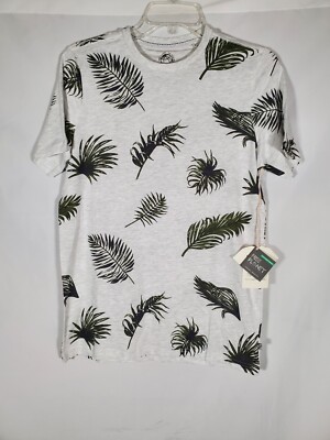 NWT FREE PLANET ECO-FRIENDLY GREY TROPICAL LEAF SURF SKATE BOARD SHIRT MENS XS