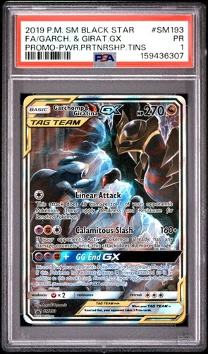 2019 POKEMON SM BLACK STAR PROMO #SM193 FULL ART/GARCHOMP & GIRATINA GX PSA 1