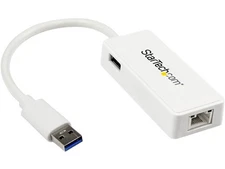 StarTech USB31000SPTW USB 3.0 Gigabit Ethernet Adapter NIC w/ USB Port - White