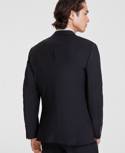 Calvin Klein Herren Slim Fit Anzug Sakko Blazer 38 S Schwarz Einfarbig Stretch - Bild 5 von 5
