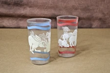 Vintage Libby Little Lamb/ Hungry Bunny Pair of Glasses/ Tumblers 5.25"H