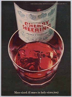 1969 Cherry Heering Liqueur Vintage Print Ad Danish Spirit Red Liqueur