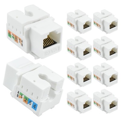Cat6 Keystone Jack RJ45 90 Degree Punch Down Female Connector Slim 10 PCS Jack