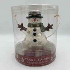 New Yankee Candle Sparkling Cinnamon Snowman Luminary Tealight Candle Holder Set