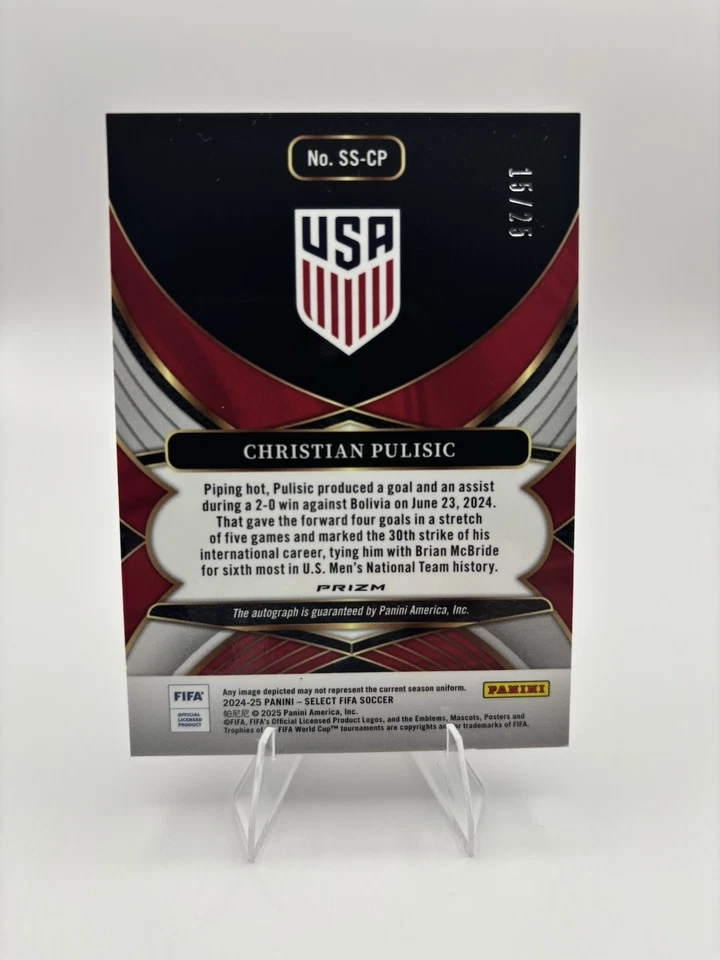 2024-25 Panini Select FIFA Christian Pulisic Tie Dye Prizm Signatures automático 21/25 Foto 2 de 2