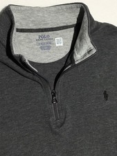Polo Ralph Lauren Quarter Zip Pullover Men  s XL Gray Black Pony Sweatshirt
