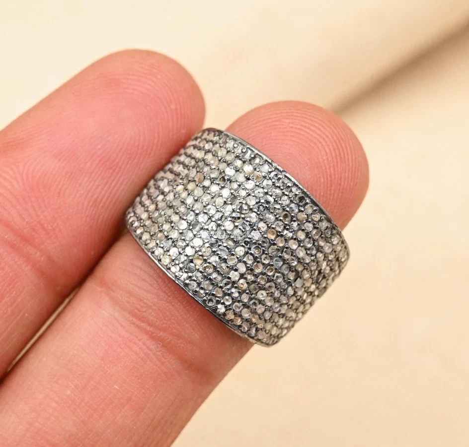 Elegant Pave Diamond Eternity Band Ring 925 Silver Women's Diamond Ring Gift - Image 4 of 4