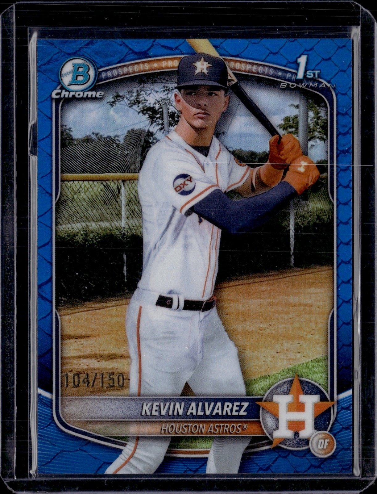 2025 Bowman Chrome Kevin Alvarez 1st Bowman Blue Reptilian Refractor 104/150