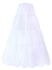 Hoopless Maxi Crinoline Wedding Underskirt Petticoat Evening L/XL, White 