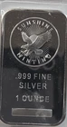 Sunshine Minting 1 oz .999 Fine Silver Bar 1 Ounce Total Precious Metal Content