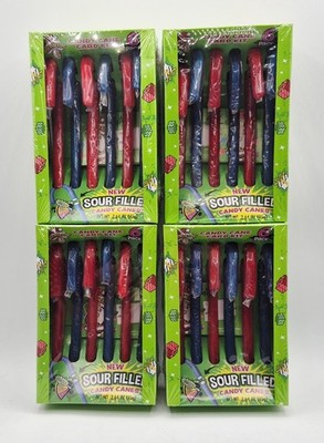 4× 2.64oz WARHEADS Candy Cane Card Kits Sour-Filled Blue Raspberry+Black Cherry