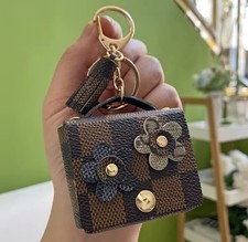 Fashion Airpods Case Full Protective Faux Leather Case Keychain Airpods 1/2/Pro