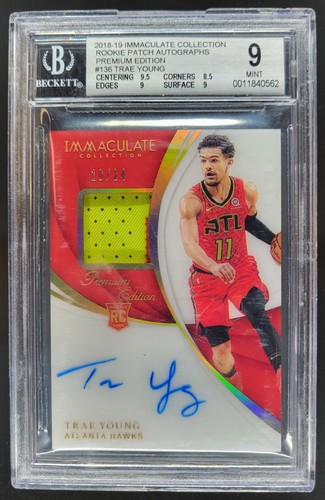 2018-19 Panini Immaculate Trae Young Rookie Patch Auto Premium /24 RC BGS 9 LC
