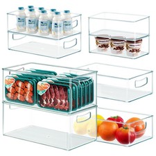8 PACK Freezer Organizer Bins Fridge Organizer Storage Stackable Deep Freezer...