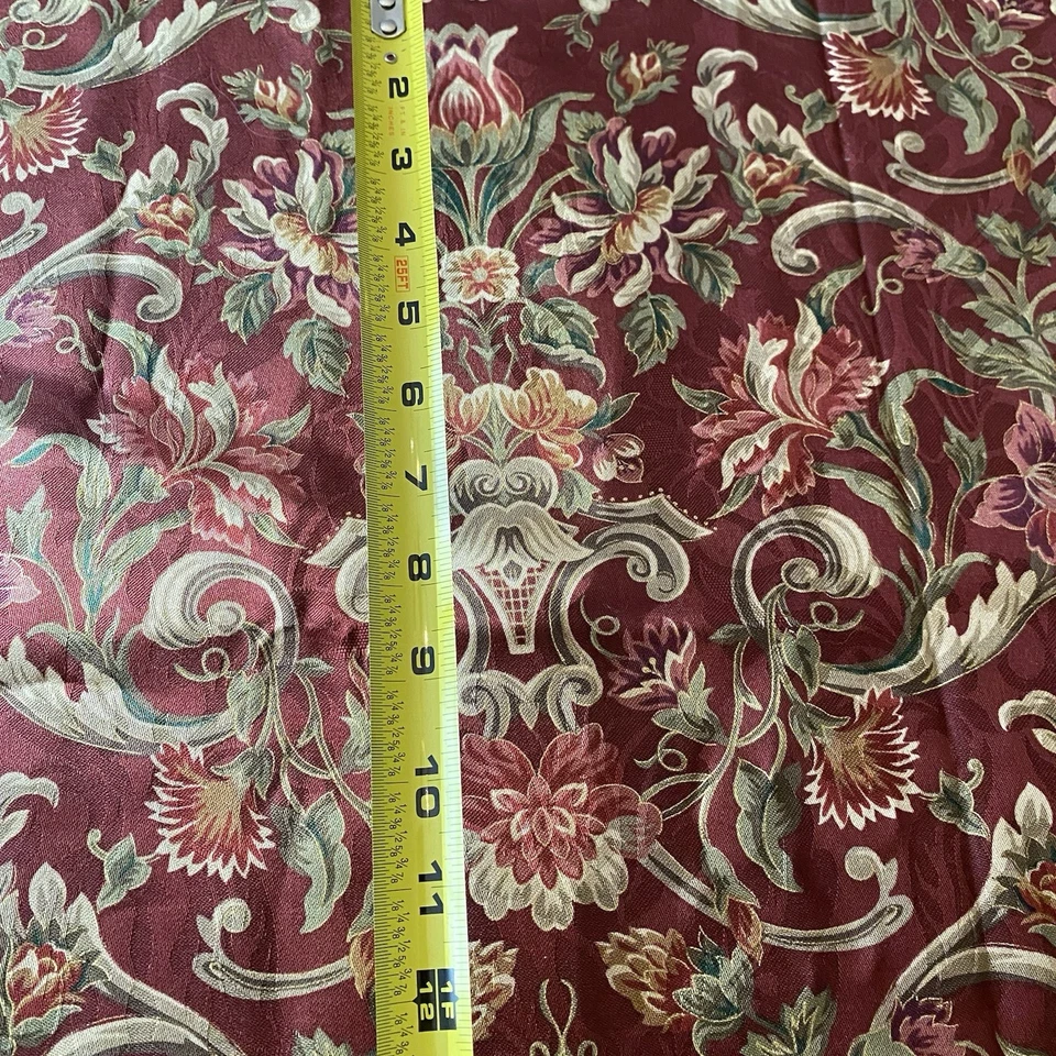 Vtg Mill Creek Cotton Fabric Red Floral Damask ZEPEL Screen print 54 x1.33 yds - Image 4 of 4
