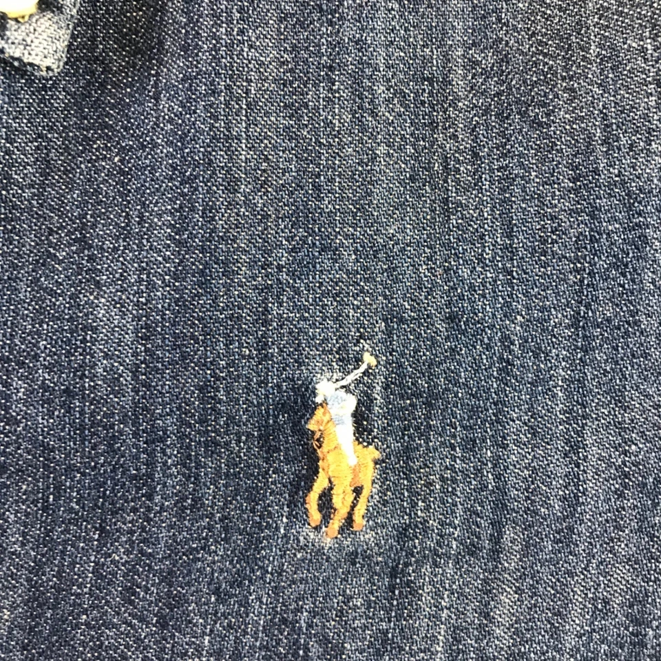 Polo Ralph Lauren Denim Camisa Vestido Niñas Talla 8 Botones Azul Ajuste Acampanado Foto 3 de 4