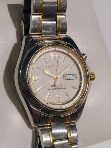 Seiko Kinetic Stainless Steel Two Tone Vintage 5M43-0C80 capacitor Replaced