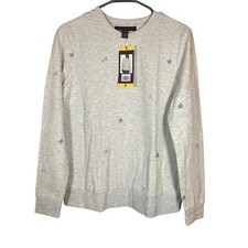 Gloria Vanderbilt Gray Embroidered Crewneck Sweatshirt Women's Small Flowers