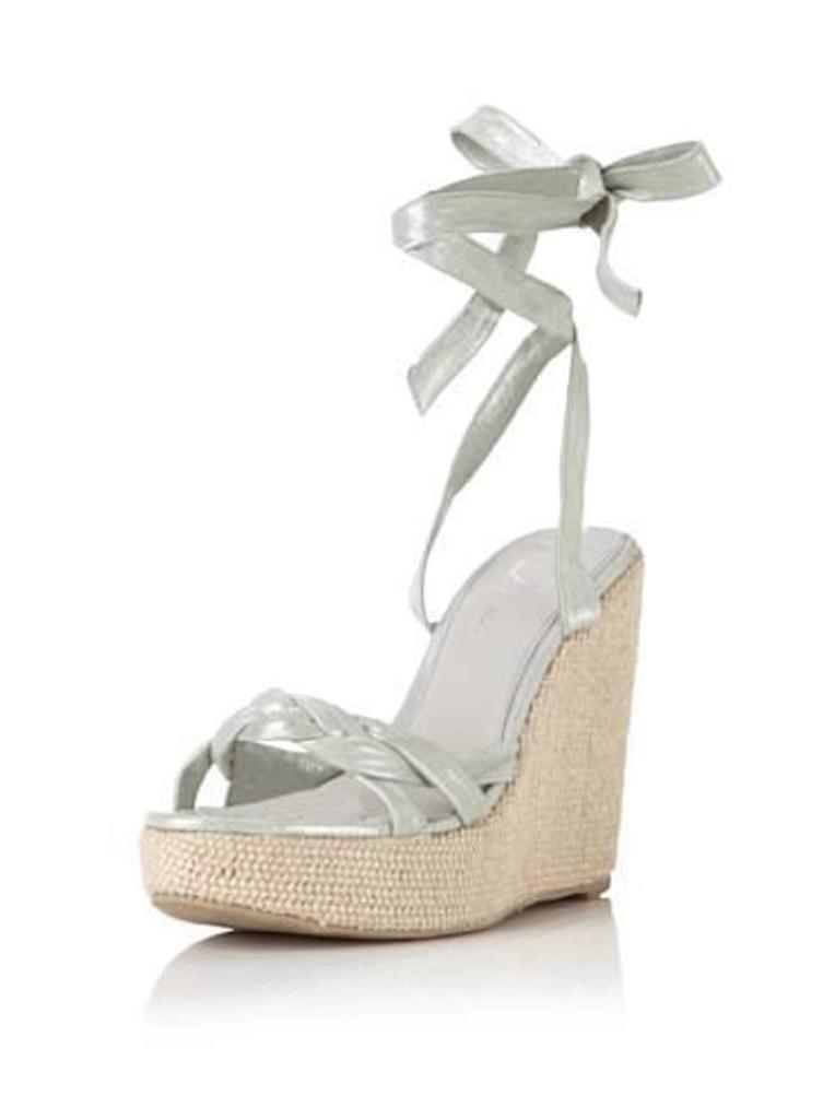 Delman Gema Cuña Seafoam Glisten Zapatos Cuero Tiras Wrap Wrap Wrap Tobillo Lazo Metálico 00d29c Delman Gema Cuña Seafoam Glisten Zapatos Cuero Tiras Wrap Wrap Wrap Tobillo Lazo Metálico 00d29c