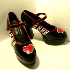 Womens Size 7 Funtasma Hearts Queen Costume Mary Jane Style High Heel Pumps. New