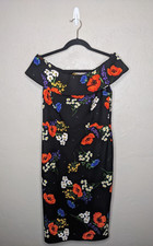 Calvin Klein Womens 8 Black Floral Off The Shoulder Sheath Dress