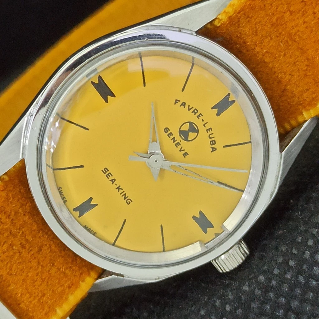 Vintage Favre Leuba Sea King 101 Winding Swiss Mens Yellow Watch  550M-A298113-1 | Ebay