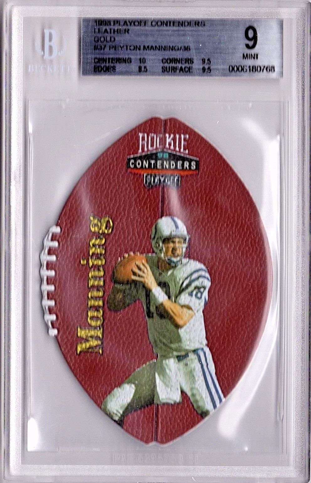 Peyton Manning 1998 Playoff Contenders Leather GOLD Rookie /36 BGS 9 HOF 💎