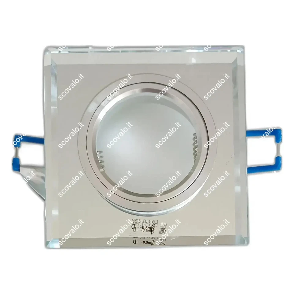 porta faretto incasso decorativo GU10 vetro trasparente 1 luce fisso quadrato - Immagine 3 di 4