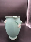 VINTAGE WELLER TURQUOIS FLORAL VASE