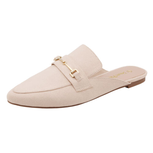 Women Fashion Flat Mules Buckle Pointed Toe Backless Slip on Slides Loafer Shoes - Picture 3 of 8