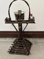 1930’s Folk Art HICKORY Wood smoking Stand Cabin Adirondack Tramp Art Camp Delux