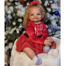 28" Artist Finished Reborn Baby Doll Hand-Rooted Curly Hair Toddler Girl Gift
